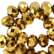Top Glas Facett Perlen 8x6mm rondellen Gold metallic